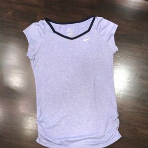 Nike Girls Dri Fit Shirt in Purple w/ Navy Trim